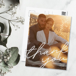 Modern minimal Bröllop-fototack för skript - ditt  Vykort