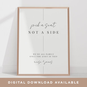 Modern minimal Bröllop-platsens platshållarskylt Poster