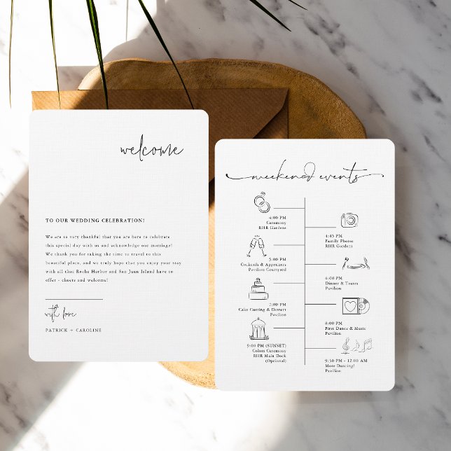 Modern Minimal | Bröllop välkomstkort Meny (Skapare uppladdad)