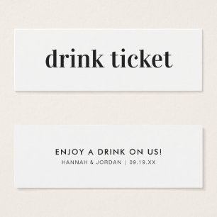 Modern Minimal   Bröllopsbar Drink Ticket Litet Visitkort
