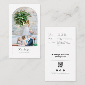 Modern Minimal Bröllopsfotograf Foto vertikalt Visitkort
