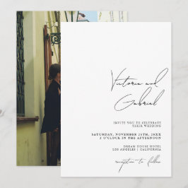 Modern minimal bröllopsinbjudan med foto inbjudningar