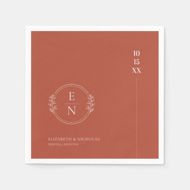 Modern Minimal | Bröllopslinfröknar med monogrammu Pappersservett (Framsidan)