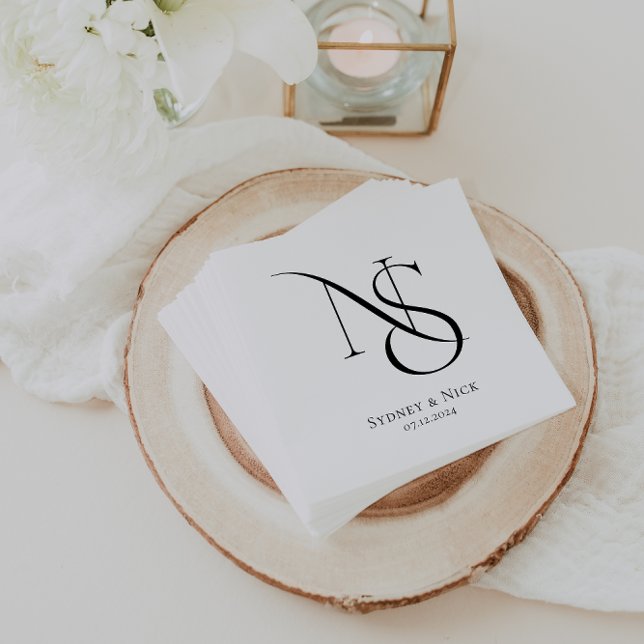 Modern Minimal | Bröllopsmonogram Pappersservett (Skapare uppladdad)
