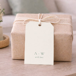 Modern Minimal Bröllopspresent Tag med Monogram Presentetikett