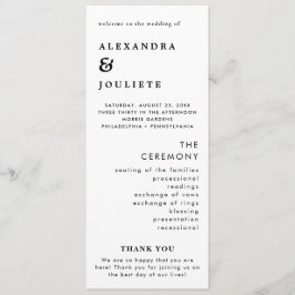 Modern Minimal Bröllopsprogram Händelseförlopp Program