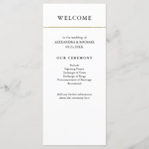 Modern minimal Bröllopsprogrammet Faux Guld Grän Program