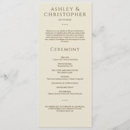 Modern Minimal Bronze & Guld Bröllop Ceremony Program