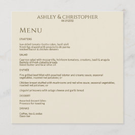 Modern minimal bronze och Guld-bröllopsmottagning Meny