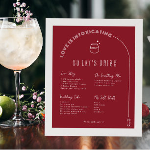 Modern Minimal Brud & Brudgum Signaturdryck Poster