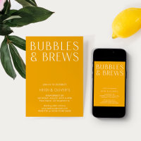 Modern minimal bubblor & Brews-Förlovning för Gult