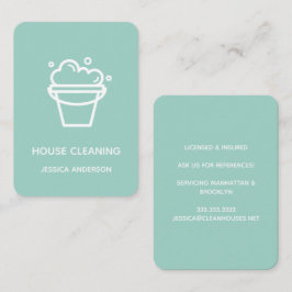 Modern Minimal Bucket Logotyp House Städning Maid Visitkort