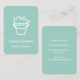 Modern Minimal Bucket Logotyp House Städning Maid Visitkort