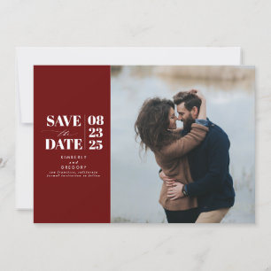 Modern Minimal Burgundy Red - spara datumfoto Datumet