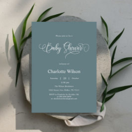 Modern Minimal calligraphy Pojke Shower Inbjudningar