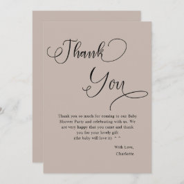 Modern Minimal calligraphy Pojke Shower Tack Kort