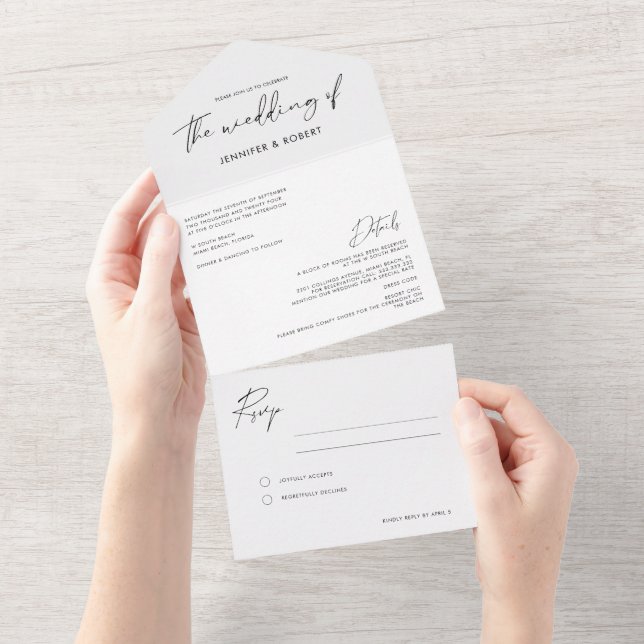 Modern Minimal Calligraphy Script Photo Bröllop (Tearaway)