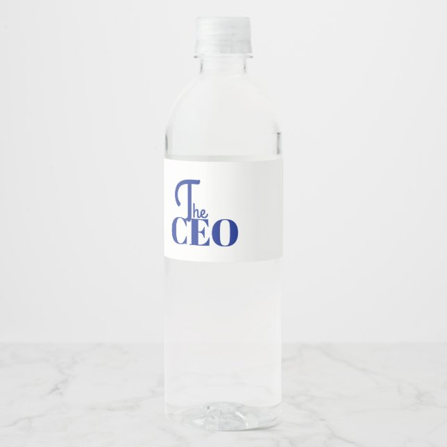 Modern Minimal CEO Blå Vattenflaskor Etikett (Framsida)