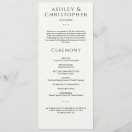 Modern Minimal Ceremony Black & White Bröllop Program