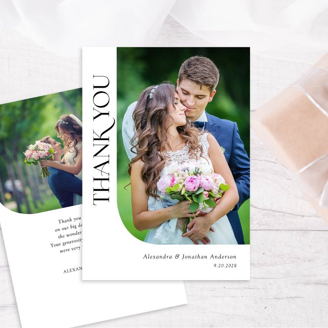 Modern minimal Chic 2 Photo Bröllop Tack Kort (Skapare uppladdad)