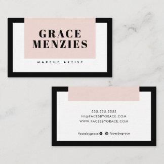 MODERN MINIMAL chic färg block svart rosa Visitkort
