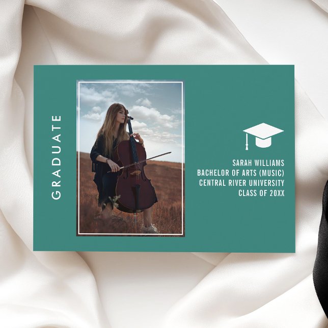 Modern Minimal Chic Graduation Announcement Card Meddelande (Skapare uppladdad)