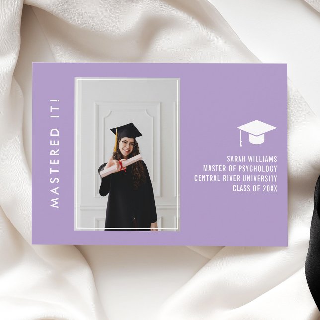 Modern Minimal Chic Masters Grad Announcement Card Meddelande (Skapare uppladdad)