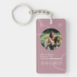Modern Minimal Chic Music Player Photo Galentines Nyckelring