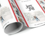 Modern, minimal chic, röd multifoto jul presentpapper<br><div class="desc">Modern geometrisk glatt typografi med flera fotoröda och vita julklappar med chic. Minimal grafisk utformning av modern elegant. En del av en helgdag.</div>