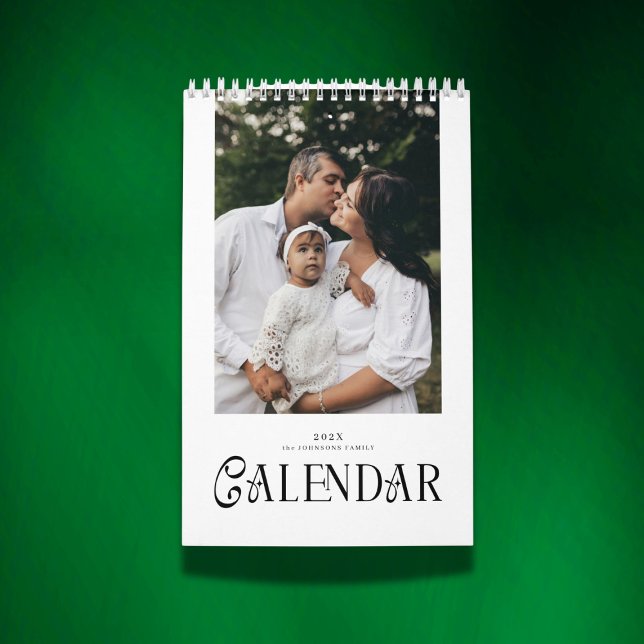Modern Minimal Chic Typography Custom Family Photo Kalender (Skapare uppladdad)