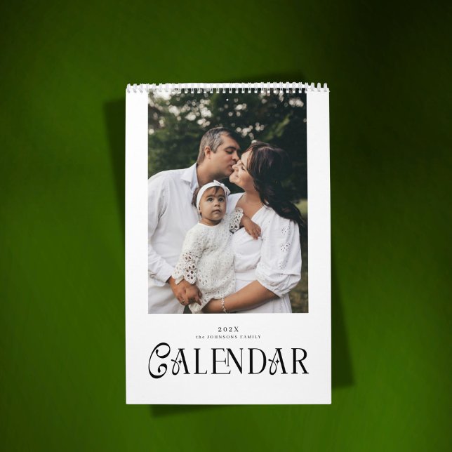Modern Minimal Chic Typography Custom Family Photo Kalender (Skapare uppladdad)