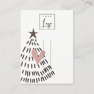 Modern Minimal Christmas Tree Heart Hairpin Logo Visitkort