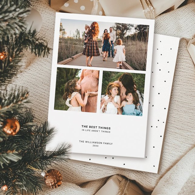 Modern Minimal Citat | Enkel 3 Fotos Kollage Julkort (Skapare uppladdad)