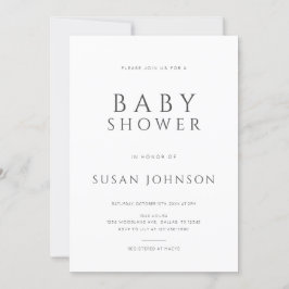 Modern minimal Clean and Classic Baby Shower Inbjudningar