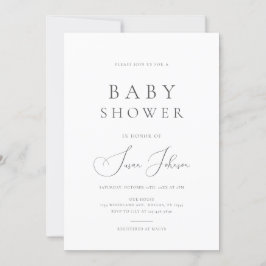 Modern minimal Clean and Classic Baby Shower Inbjudningar
