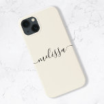 Modern minimal Cream Namnteckning skript<br><div class="desc">Modern minimalistisk Cream Namnteckning skript iphone case. Anpassa den här enkla och minimala telefonärendedesignen med ditt namn eller initialer.</div>