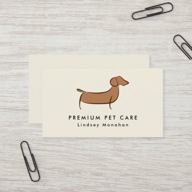Modern minimal Dachshund Djuromsorg Hund Visitkort (Fram/Back In Situ)