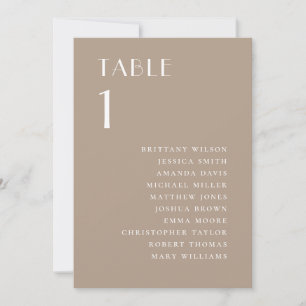 Modern Minimal Dammig Taupe Bröllopsställningskart Inbjudningar