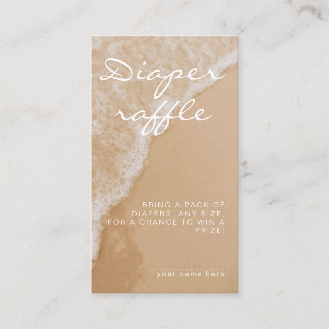Modern Minimal Diaper Raffle Beach Baby Shower Tilläggskort (Framsida)