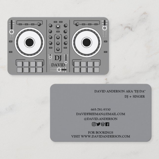 Modern minimal DJ-musik skivspelare Visitkort (Fram/baksida)