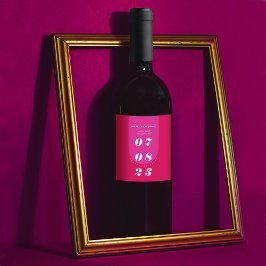Modern Minimal Djärv Rosa Retro Båge Djärv Vinflaska Etikett