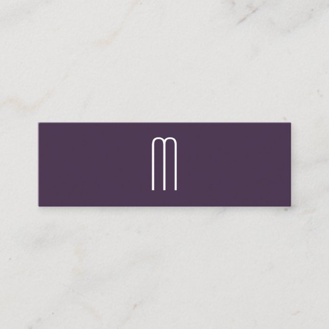 Modern minimal djupgående Lila i Monogram Mini Visitkort (Framsida)