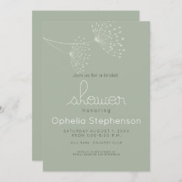 Modern minimal doodle Flowers Sage Grönt och White Inbjudningar