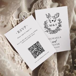 Modern Minimal Doves & Script Bröllop Online OSA Kort