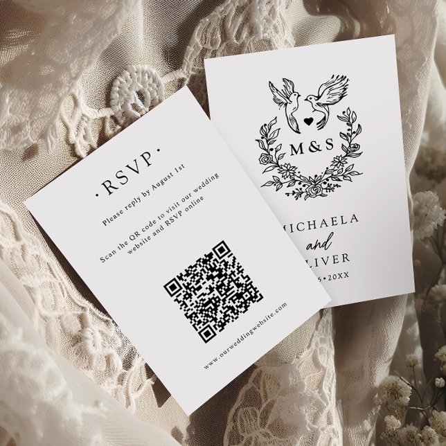 Modern Minimal Doves & Script Bröllop Online OSA Kort (Skapare uppladdad)