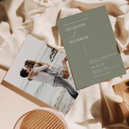 Modern minimal Dreamy Script Sage Grönt Bröllop Inbjudningar