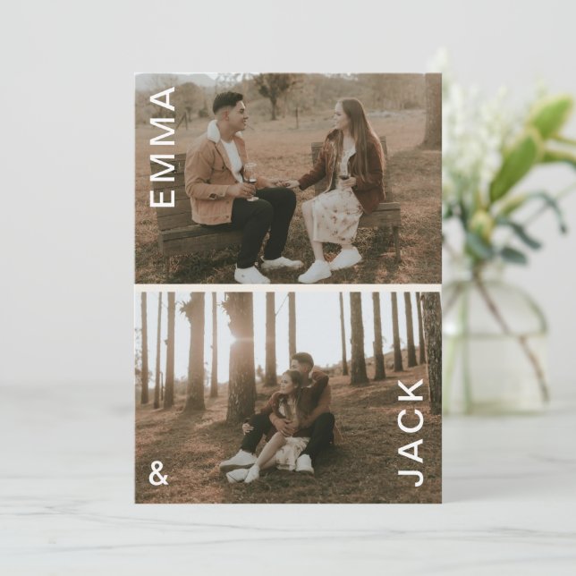 Modern minimal dubbla för att spara datum inbjudningar (Stående Fram)