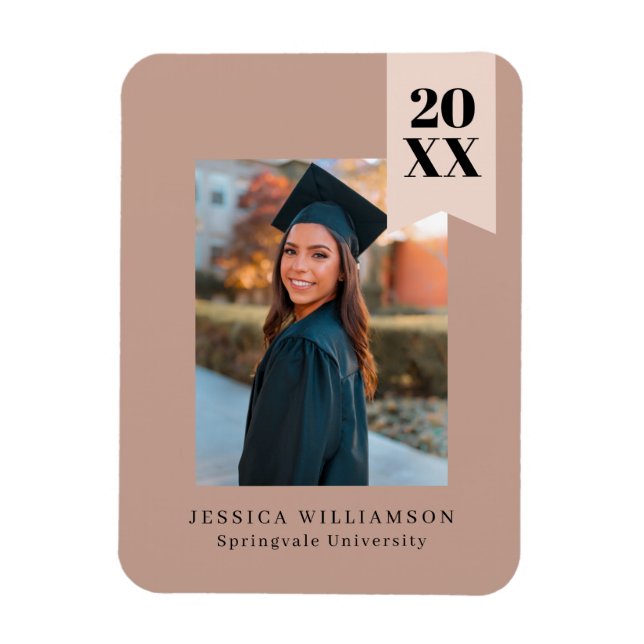 Modern Minimal Dusty Rosa Ribbon Studenten Photo  Magnet (Vertikal)