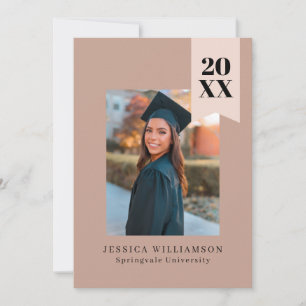 Modern Minimal Dusty Rosa Ribbon Studenten Photo Meddelande