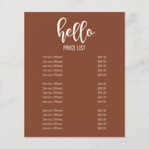 Modern Minimal Earth Tones Nagel Salon Pris List Flygblad
